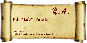 Máté Anett névjegykártya